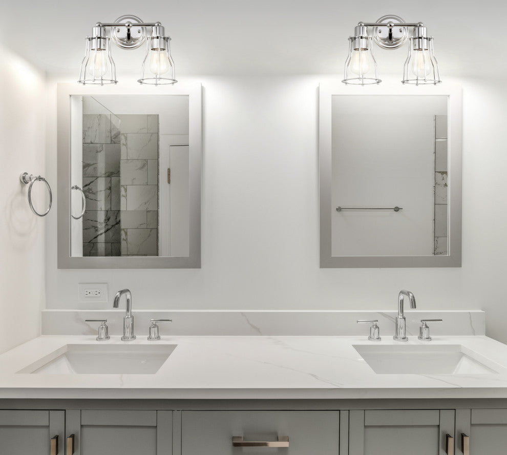 Evelyn Metal Vanity Light, Chrome, 2-Light