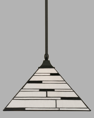 1-Light Stem Hung Pendant, Matte Black/Pearl Ebony Art