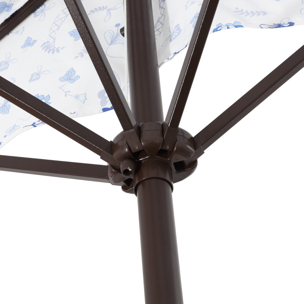 9ft Half Market Umbrella, Scalloped Fringe, Crank, Button Tilt, UV Protection