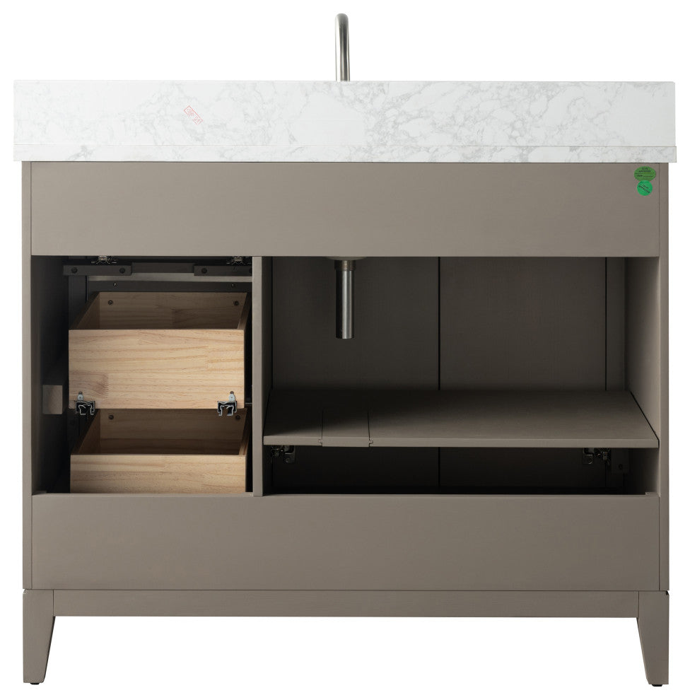 Vanity Art Bathroom Vanity With Sink, Driftwood Gray, 42" Single