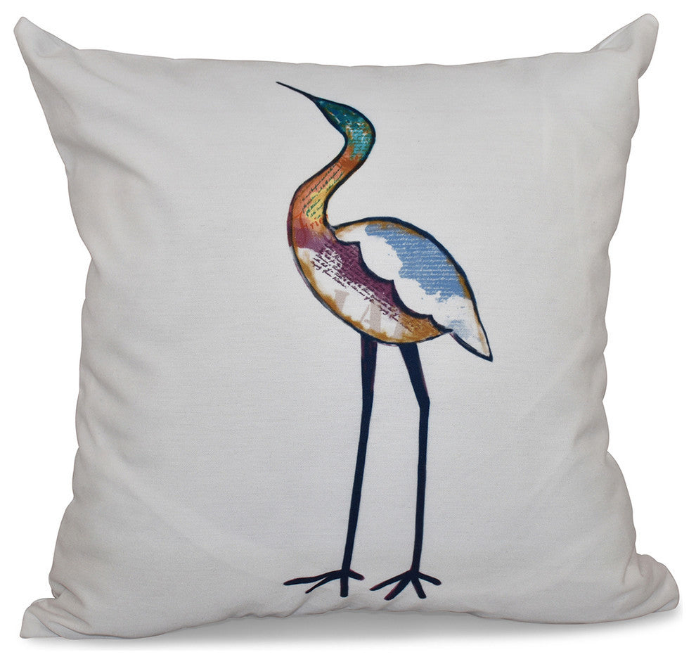 Bird Fashion, Animal Print Pillow, White, 16"x16"