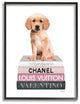 Adorable Puppy Sitting on Glam Fashion Books16x20