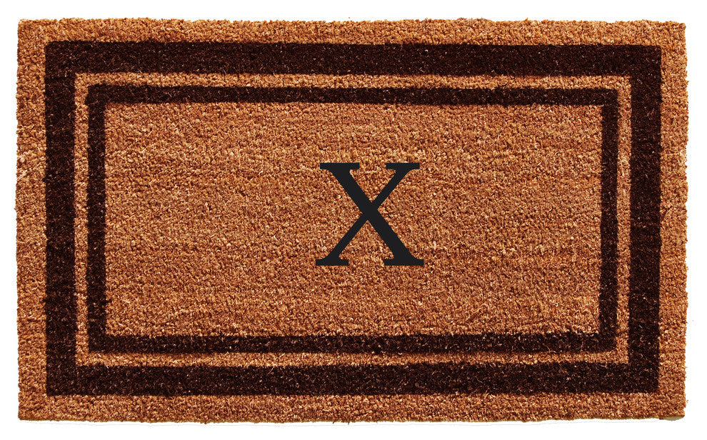 Brown Border 18"x30" Monogram Doormat, Letter X