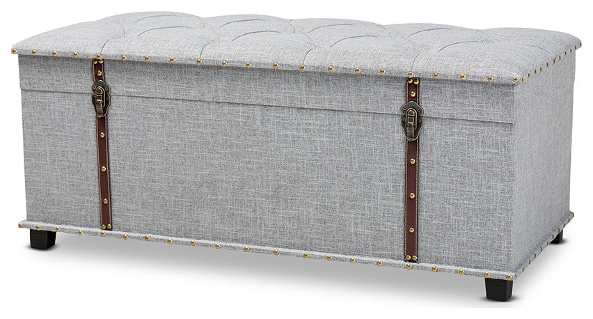 Kyra Modern and Contemporary Grey Fabric Upholstered Storage Trunk Ottoman