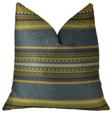 Plutus Chic Stripe Indigo Handmade Pillow, (Double sided  16" x 16")