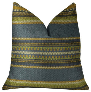 Plutus Chic Stripe Indigo Handmade Pillow, (Double sided  16" x 16")