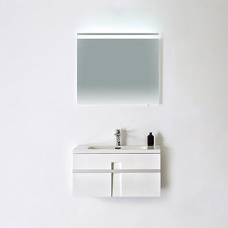 Mino White Wall Mounted Modern Single Bathroom Vanity, 40", Vanity, Sink, Mirror