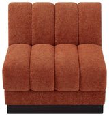 Quinn Chenille Upholstered Armless Chair, Cognac