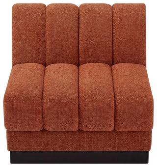Quinn Chenille Upholstered Armless Chair, Cognac