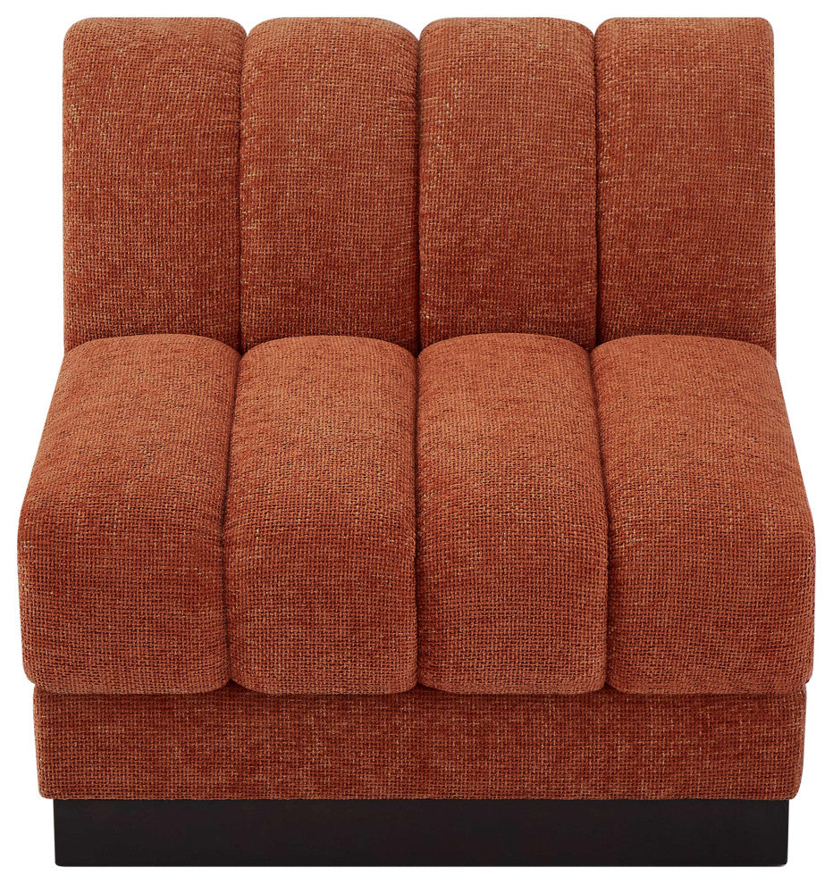 Quinn Chenille Upholstered Armless Chair, Cognac