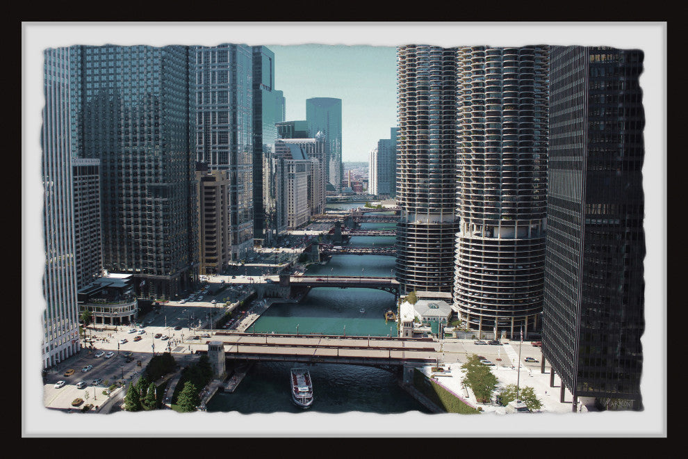 "Chicago Bridges" Framed Painting Print, 45x30
