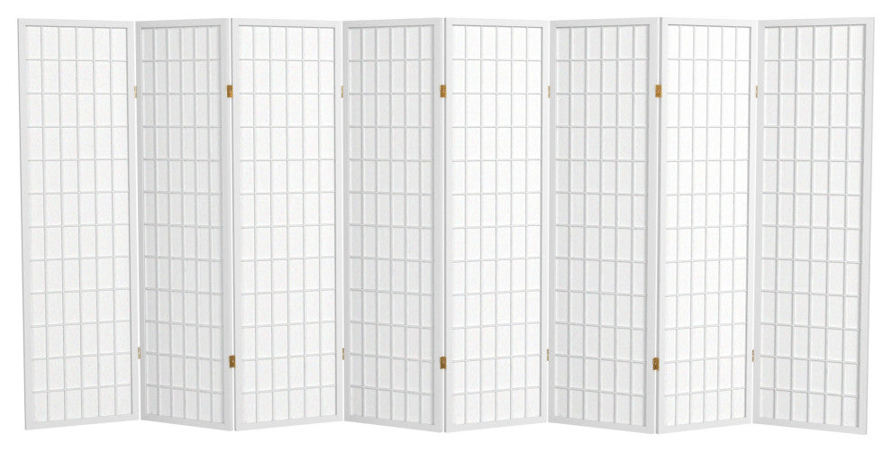 5' Tall Window Pane Shoji Screen, White, 8 Panels