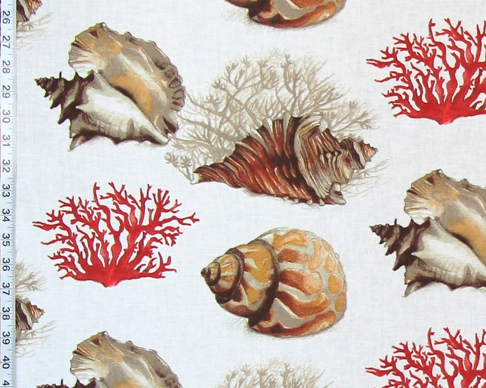 Tropical Red Coral Fabric Conch Seashell, Standard Cut