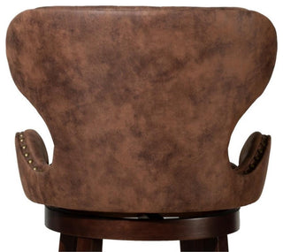 Bowery Hill Modern 30.5" Faux Leather Tufted Swivel Bar Stool in Chestnut