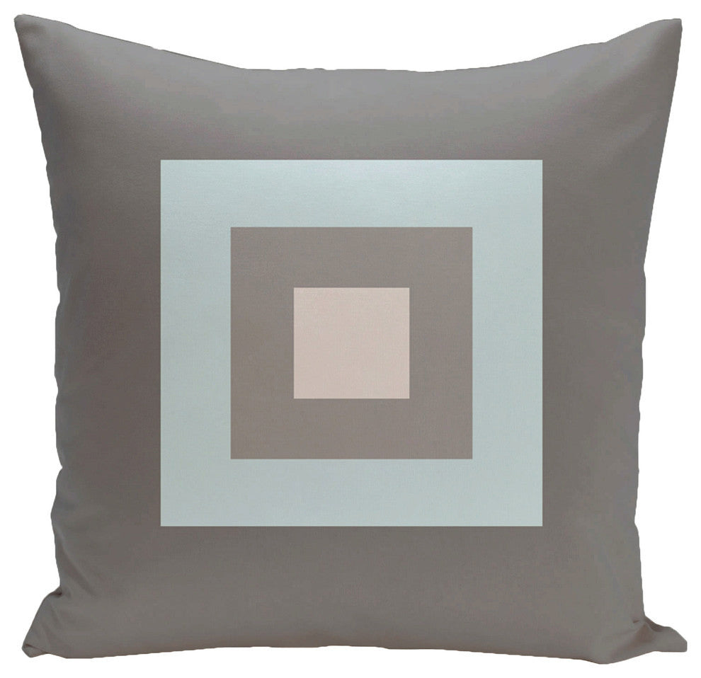Geometric Decorative Pillow, Steel Cream, 18"x18"