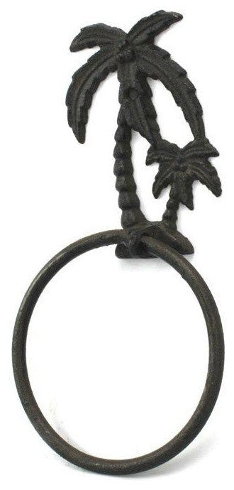Cast Iron Palm Tree Towel Holder 9'', Beach Bathroom Decor, Beach Decoration