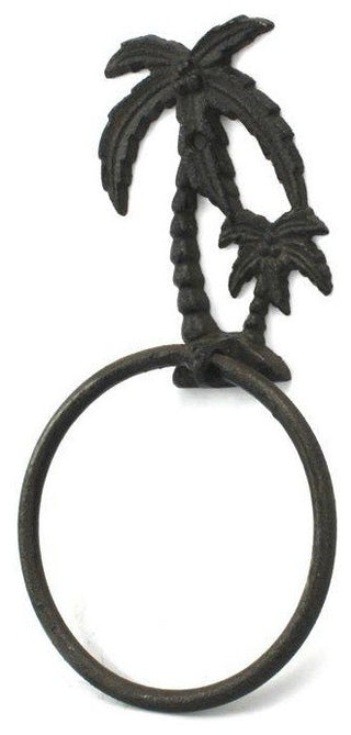 Cast Iron Palm Tree Towel Holder 9'', Beach Bathroom Decor, Beach Decoration