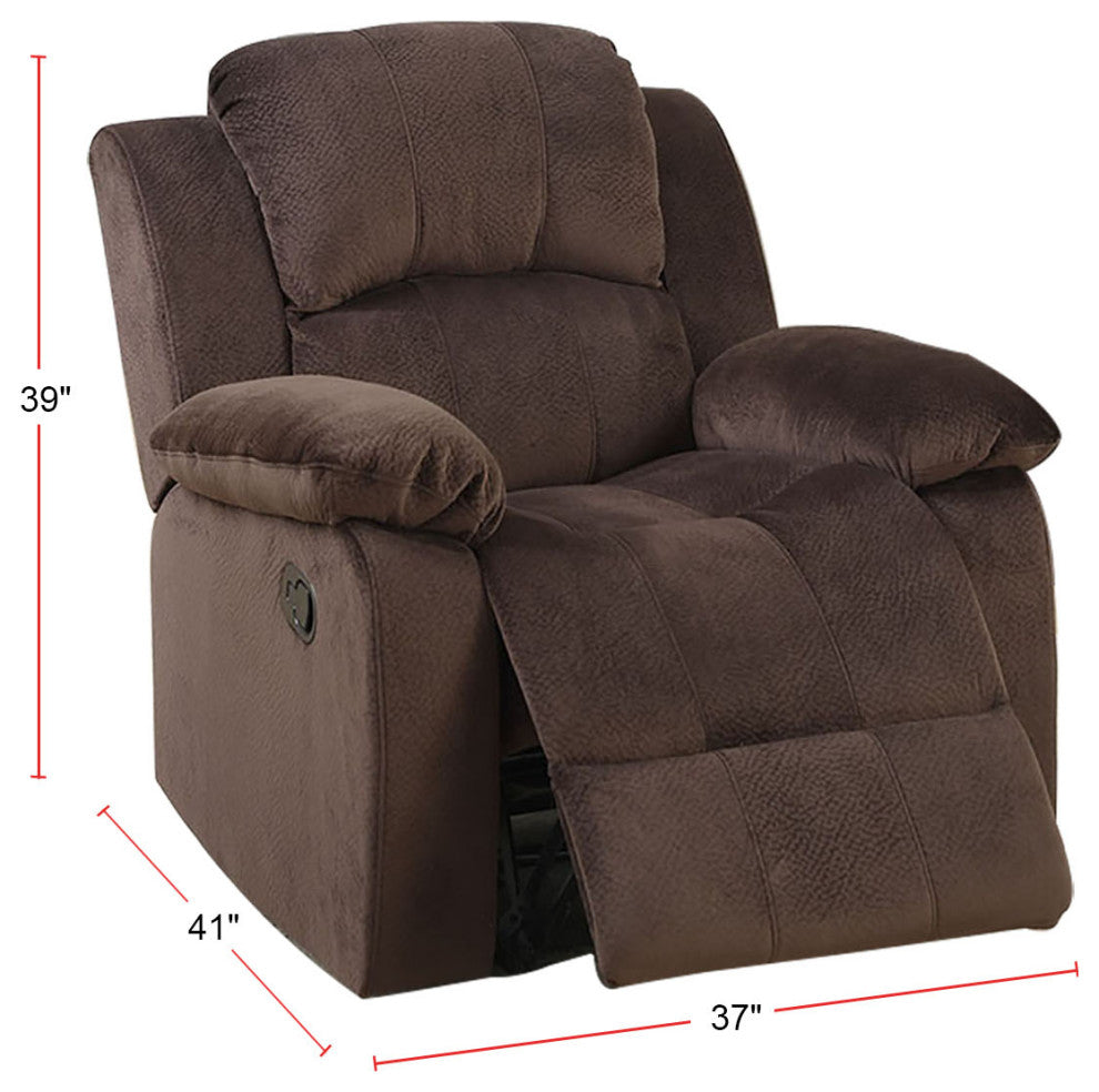 Padded Suede Rocker Recliner, Chocolate