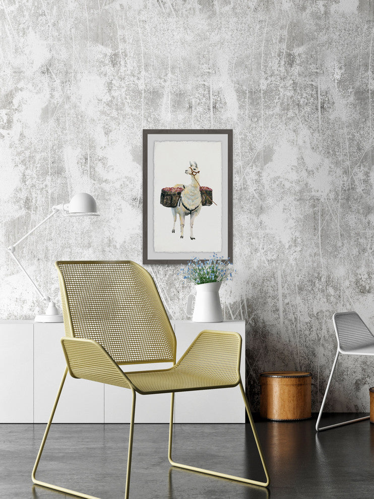 "Working Llama" Framed Painting Print, 20"x30"