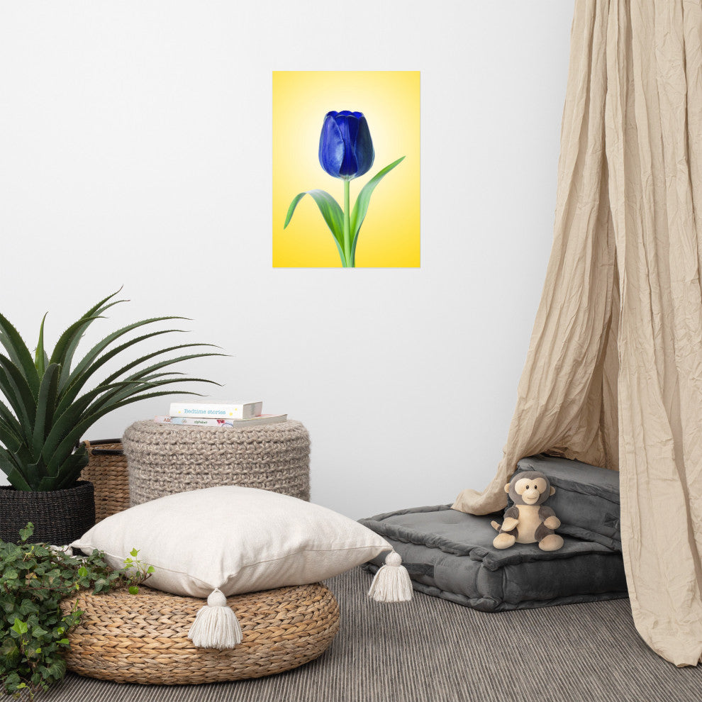 Blue Tulip Minimal Floral Nature Photo Botanical Loose Unframed Wall Art Print, 18" X 24"