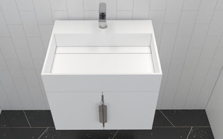 CastelloUSA Amazon 24" Wall Mounted Bathroom Vanity Set, White, White Top, Brushed Nickel