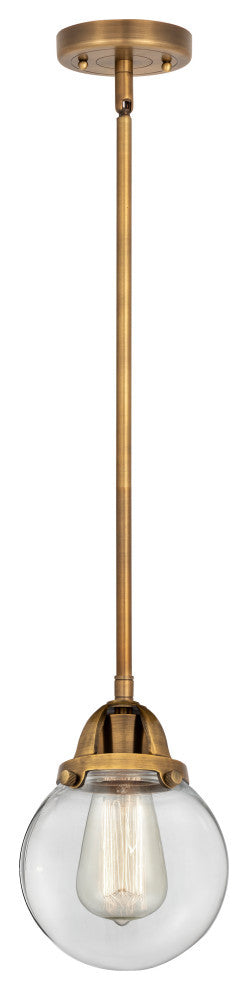 Beacon Mini Pendant, Brushed Brass, Clear, Clear