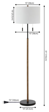 61"Rustic Farmhouse Iron Candlestick Pull Chains LED Floor Lamp Brown Wood/Black