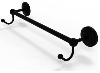 Prestige Que New 30" Towel Bar with Integrated Hooks, Matte Black