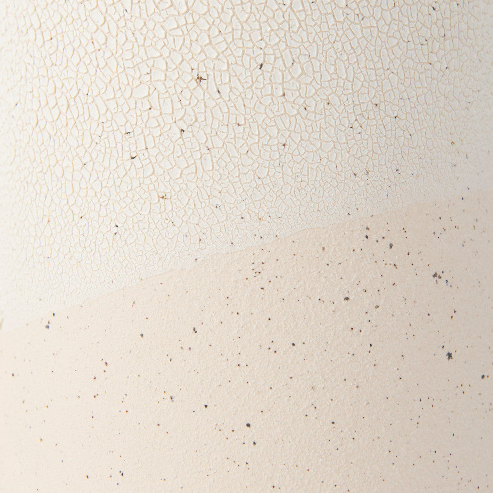 Salar Cream Gourd Style Crackled Ceramic Vase, 11"