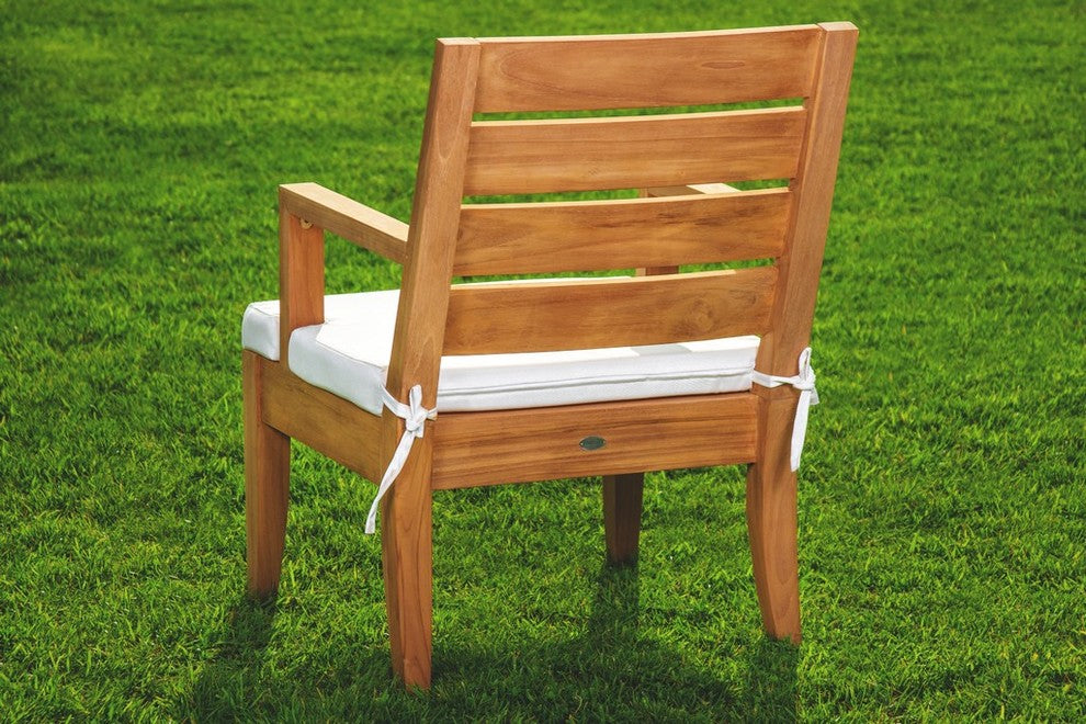 9-Piece Outdoor Teak Dining Set, 122" Rectangle Table, 8 Arm Chairs