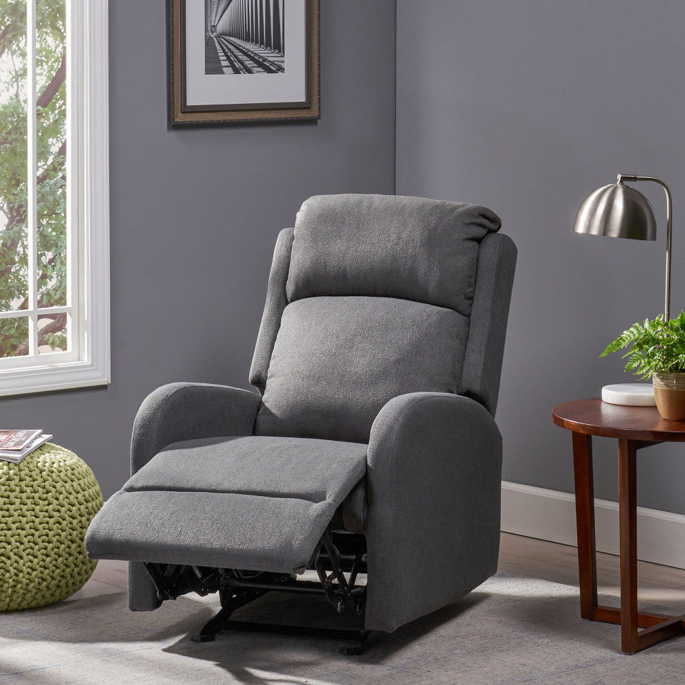 GDF Studio Ava Fabric Rocking Recliner, Dark Gray/Black