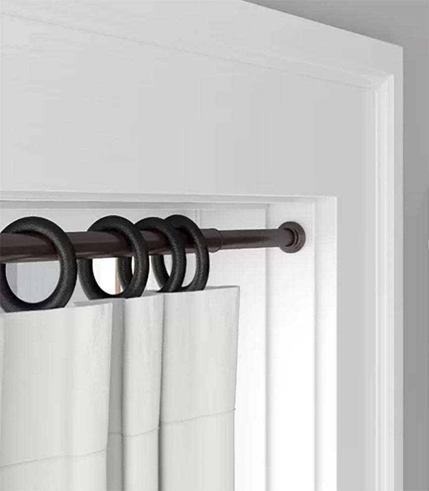 Pulire 1" Metal Tension Curtain Rod, Pewter, 42"-72"