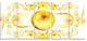 Yellow Exotic Pattern on White, Abstract Art on Canvas, 60"x28", 5 Panels