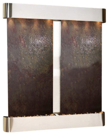 Cottonwood Falls Wall Fountain, Stainless Steel, Multi Color Featherstone, Round