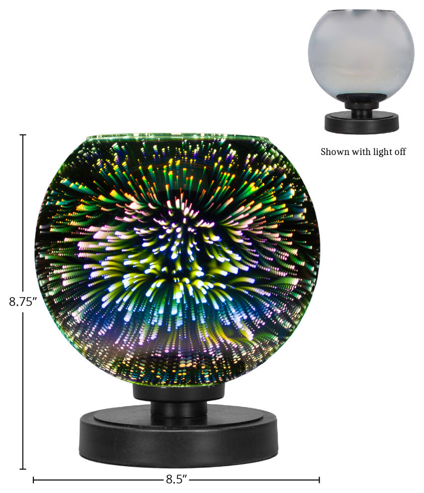 Luna 1-Light Table Lamp, Matte Black/Silver Fire