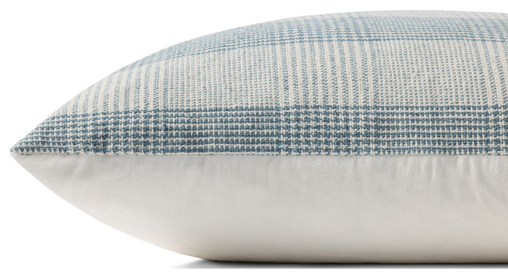Chris Loves Julia x Loloi Auggie Blue / White 22'' x 22'' Cover, Poly Pillow