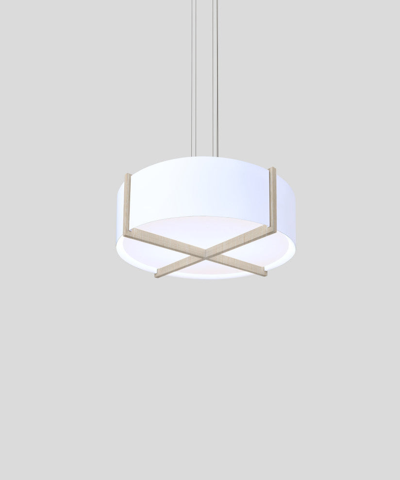 Plura 46" Pendant, White Washed Oak, Gloss White, GU, 24 Socket