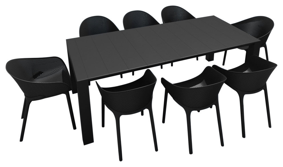 Compamia Sky Extendable 9-Piece Dining Set, Black