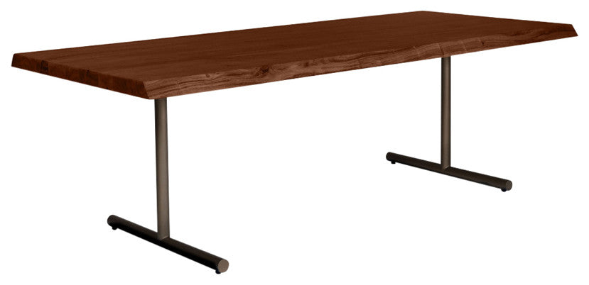 Brooks Dining Table, T Base, 40"x79", Americano Top, Brass Base