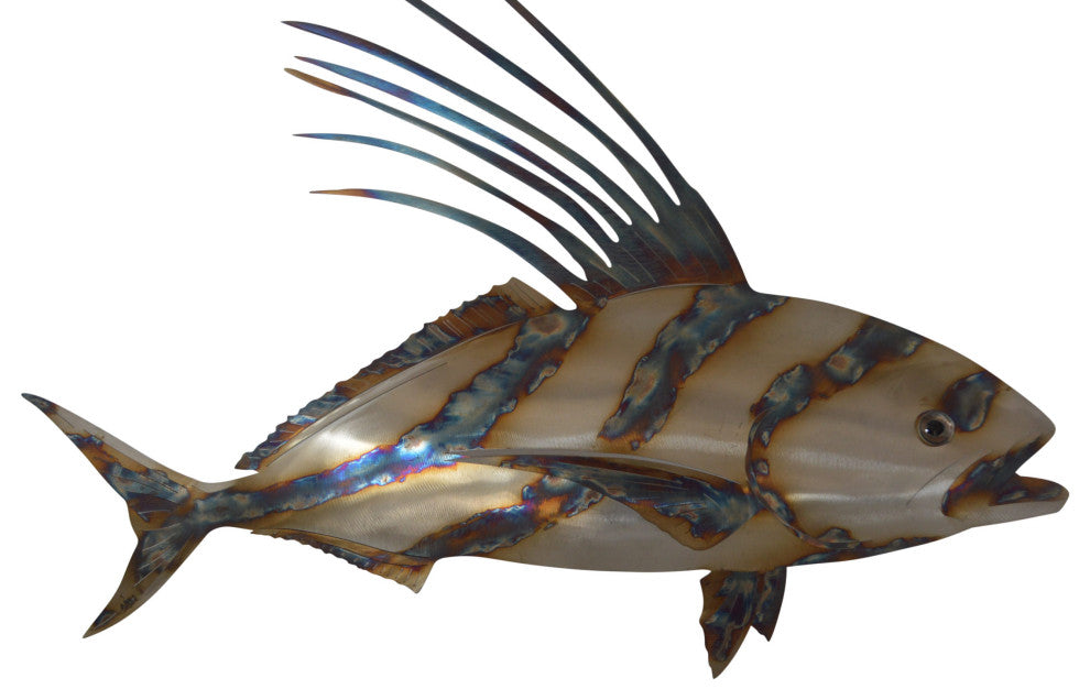 Snapper fish laser cut steel wall mounted - Size: 26"L x 2"W x 17"H.