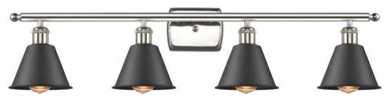Innovations 516-4W-PN-M8-BK 4-Light Bath Vanity Light, Polished Nickel