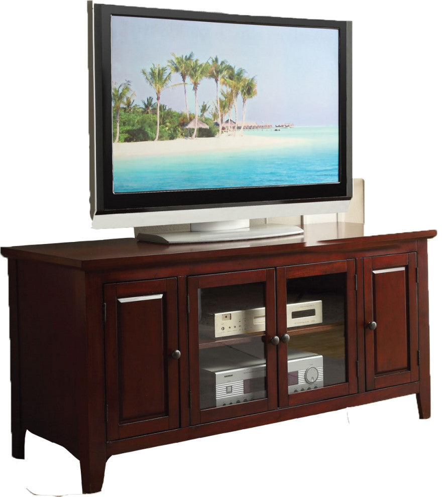 55" X 20" X 26" Cherry Solid Poplar Wood Tv Stand