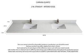 Malibu Mango 84 Double Sink Bath Vanity in Natural 2" Carrara Quartz