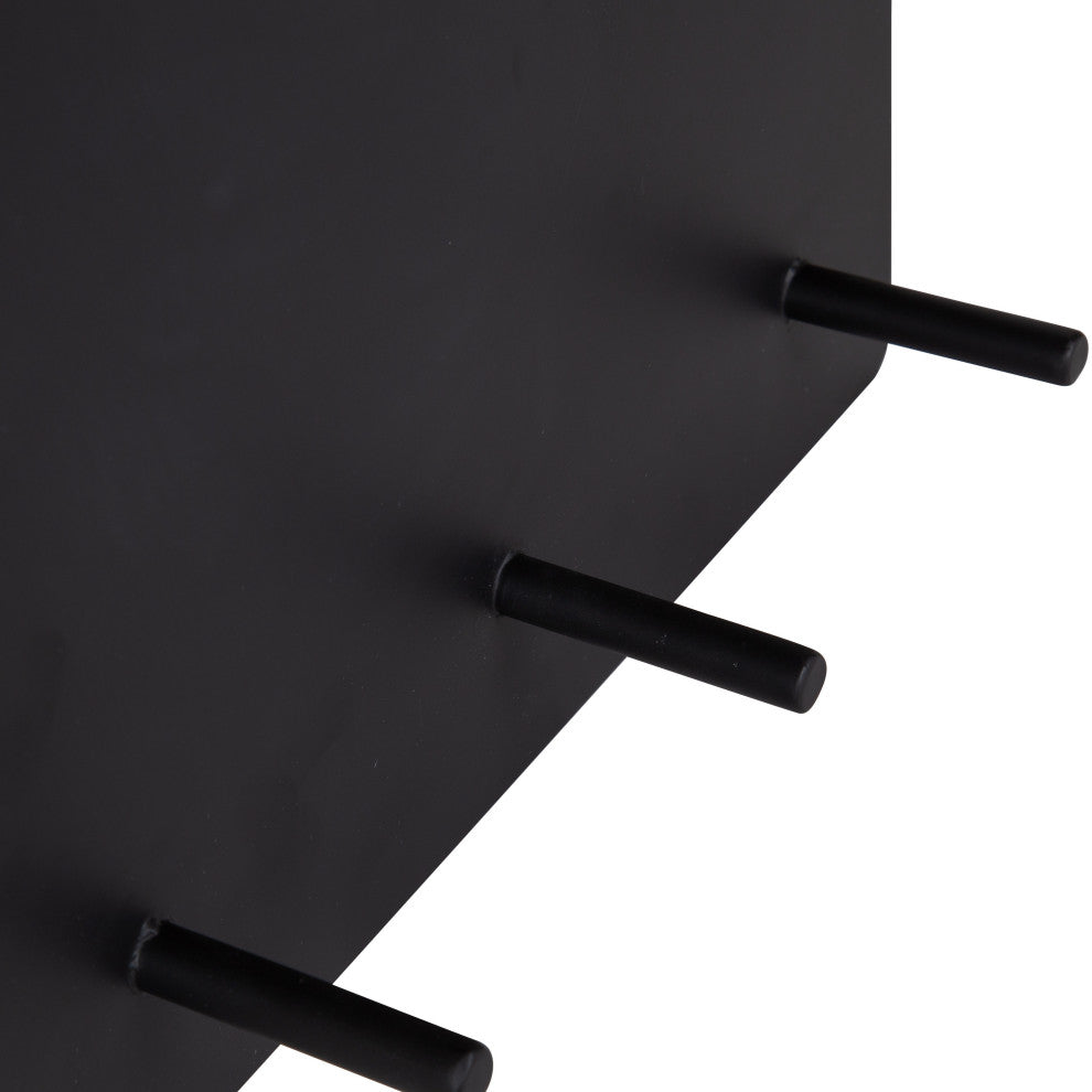 Mezzo Magnetic Wall Organizer with Hooks, Black 15x24