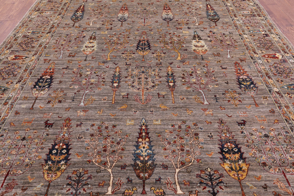9' 1" X 11' 11" Persian Gabbeh Tribal Handmade Wool Rug - Q13000