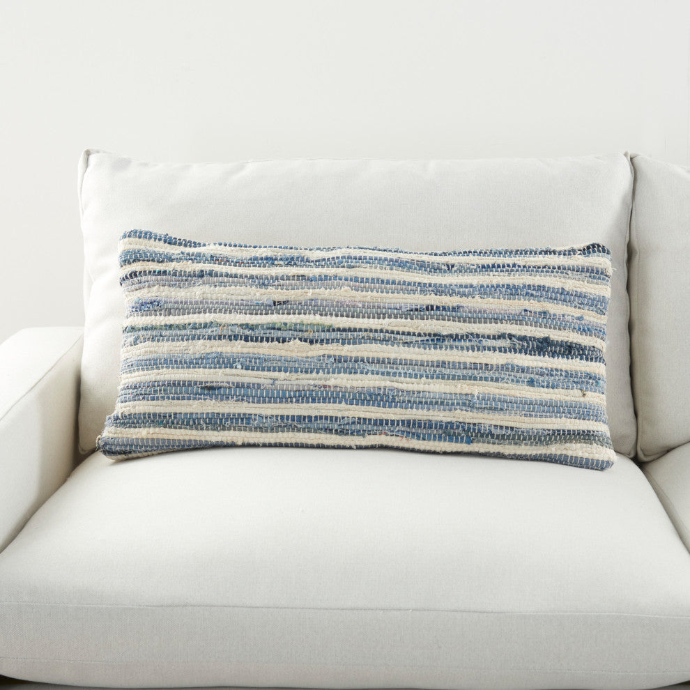 Mina Victory DL001 Throw Pillow, Denim, 14" x 30"