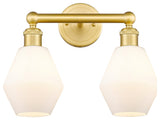 Cindyrella 2-Light 15" Bath Vanity Light, Satin Gold -Cased Matte White Shade