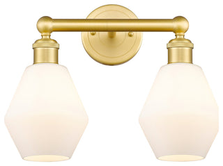 Cindyrella 2-Light 15" Bath Vanity Light, Satin Gold -Cased Matte White Shade