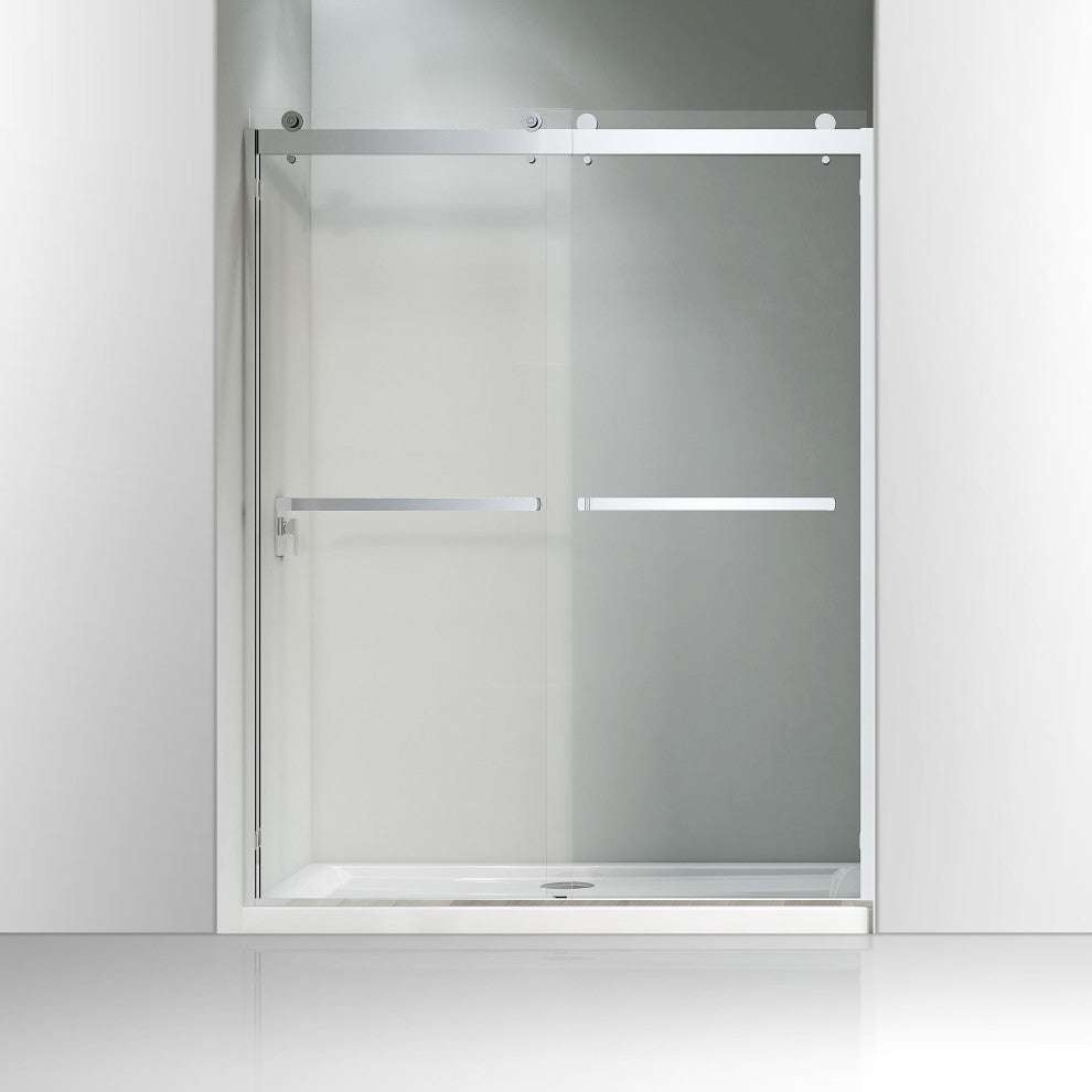76"Hx60"W Framed Sliding Shower Door, Polished Chrome