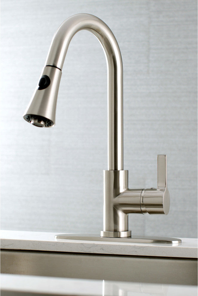 Gourmetier Single-Handle Pull-Down Kitchen Faucet, Brushed Nickel